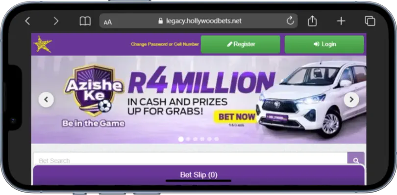Hollywoodbets Homepage Mobile Screenshot