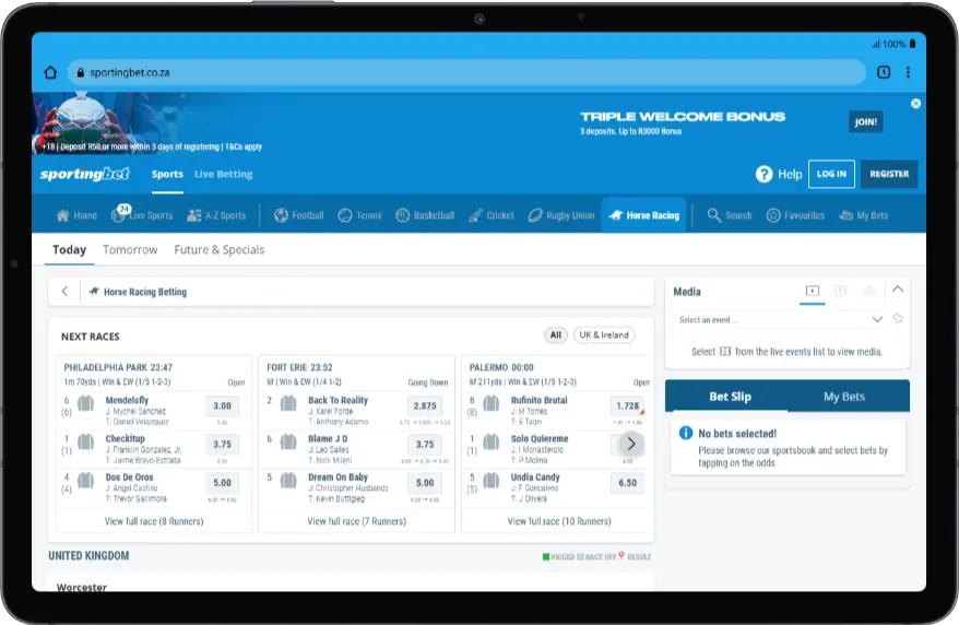 Sportingbet horse racing  Screenshot