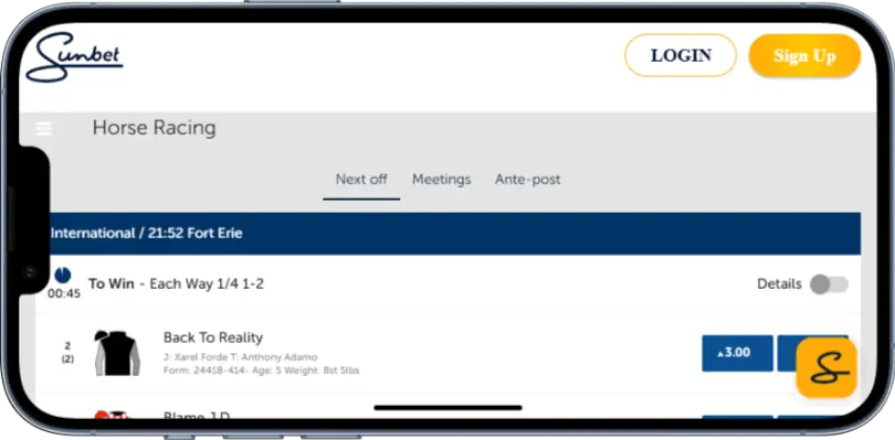 Sunbet horse-racing Mobile Screenshot