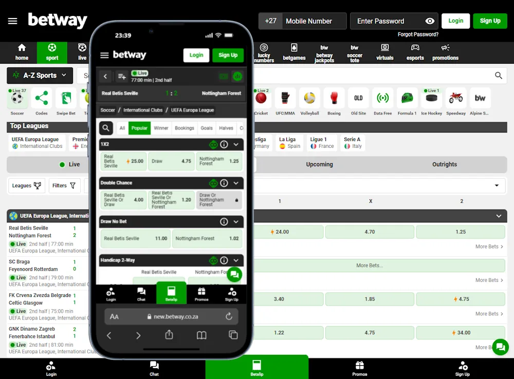 Betway Desktop and mobile view Banner