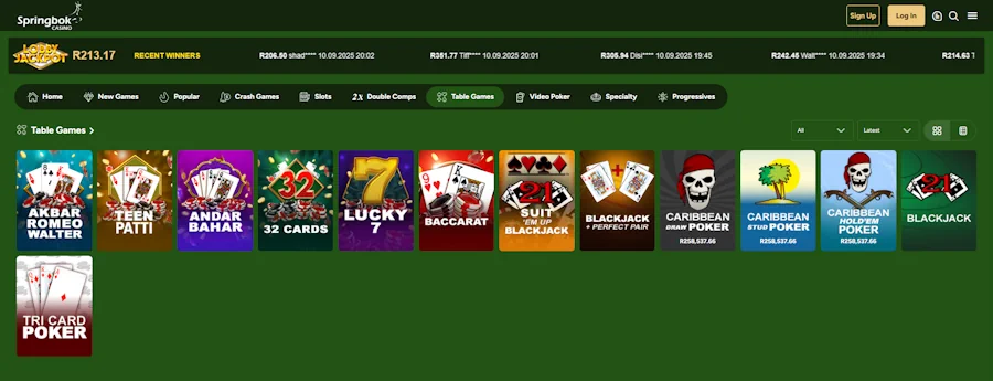 Springbok Table Games Screenshot