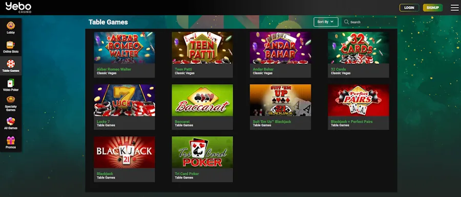 Yebo Table Games Screenshot