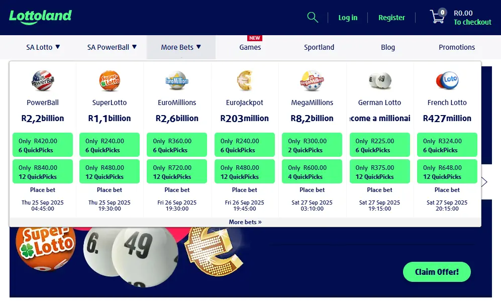 Lottoland lotteries Screenshot
