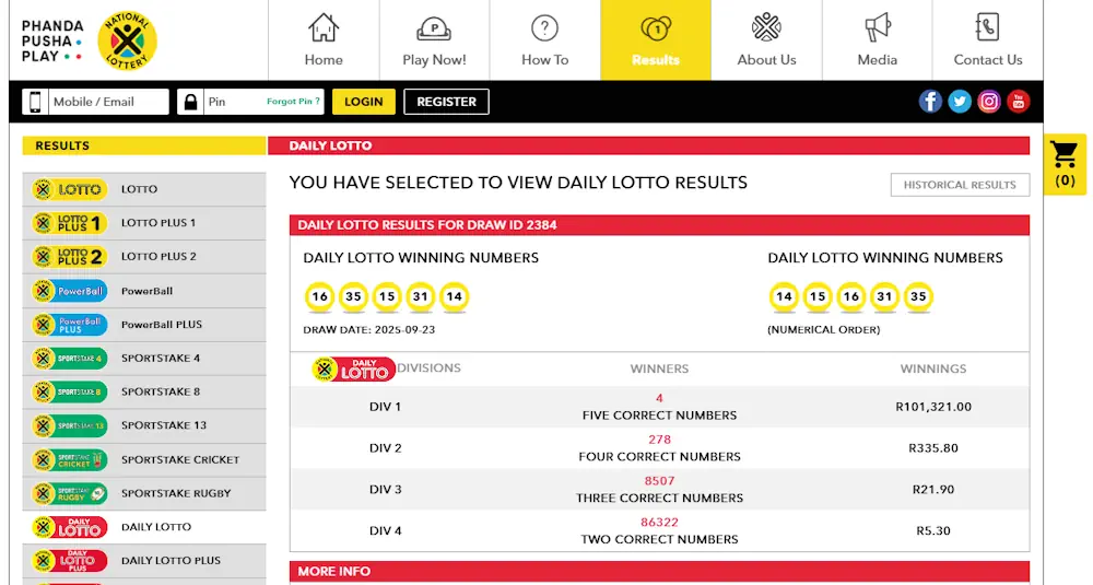 Daily lotto Screenshot