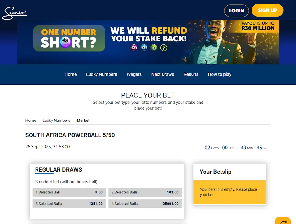 Sunbet lottery powerball Screenshot
