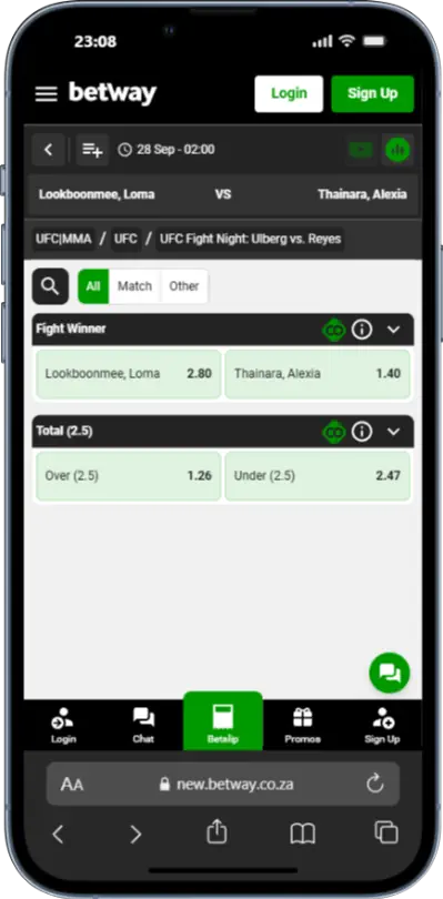 Betway mma Screenshot