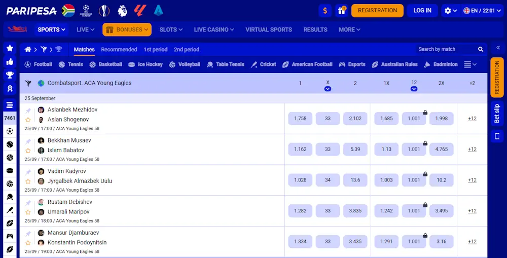 Paripesa mma Screenshot