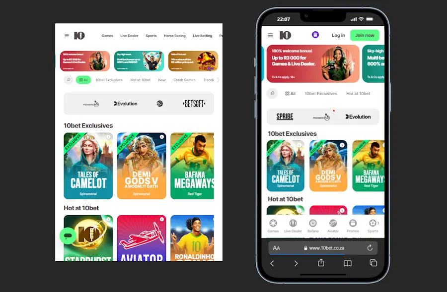 10bet Mobile View Screenshot