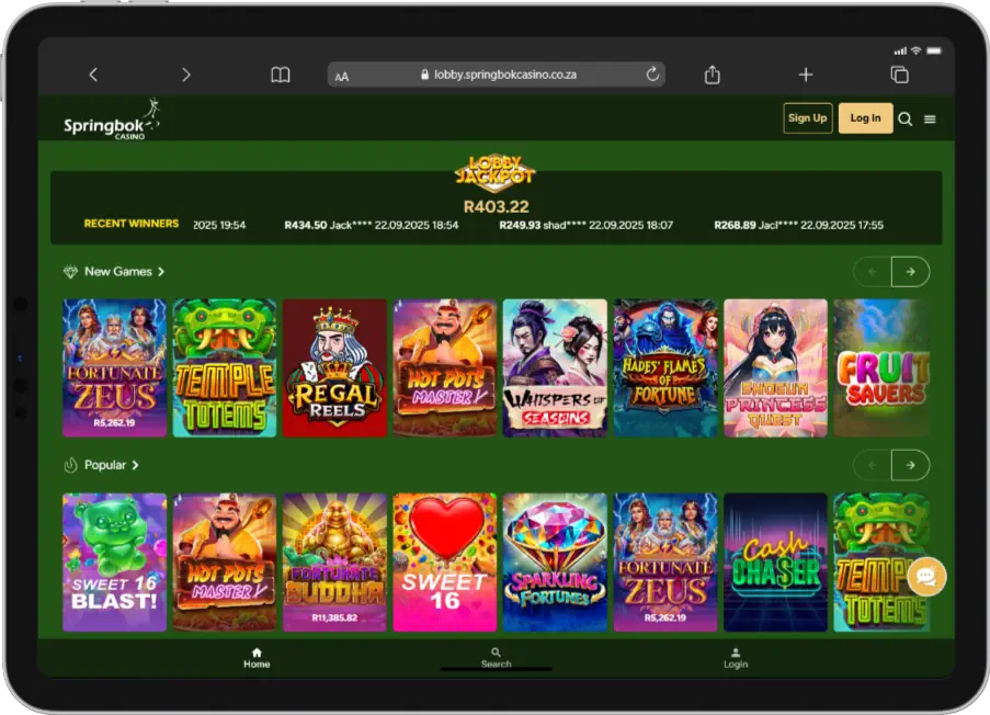 Springbok mobile ipad Games Screenshot