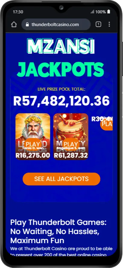 Thunderbolt mobile windows Jackpots Screenshot