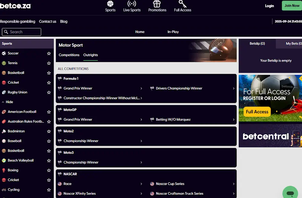 Betcoza motorsport Screenshot