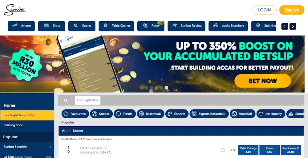 Sunbet sport Screenshot