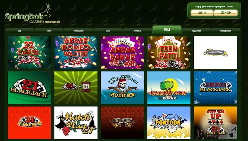 Springbok Table Games Screenshot