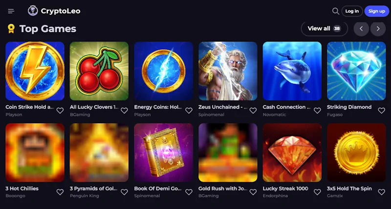 CryptoLeo Casino Top Games Screenshot