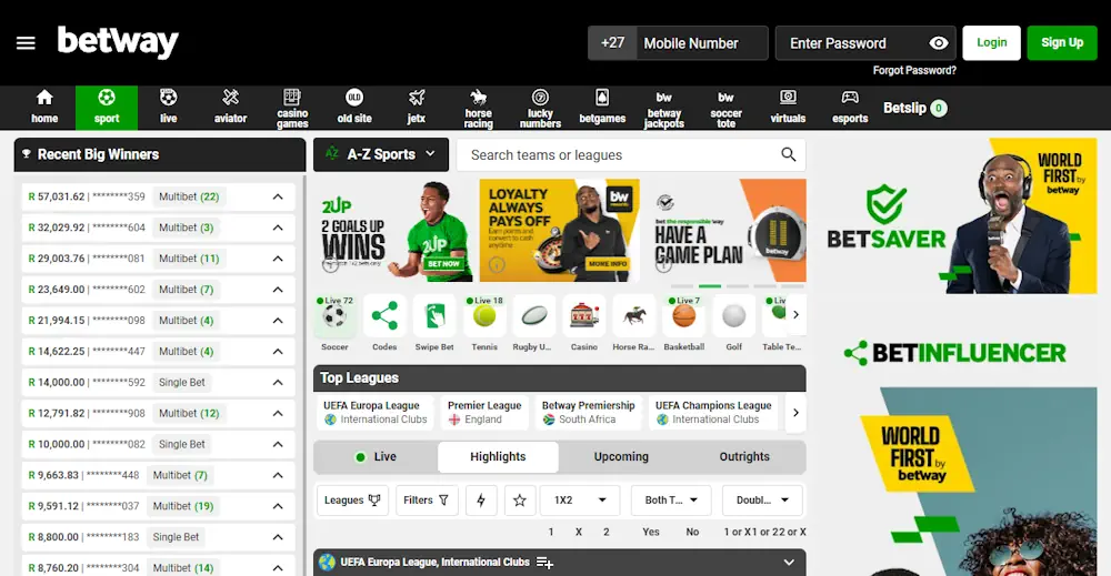 Betway sport betting Screenshot