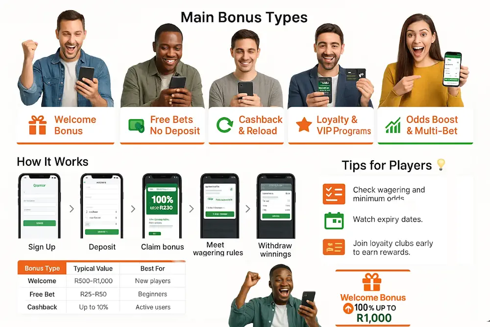 Types of Bonuses and Promotions Available Infographic