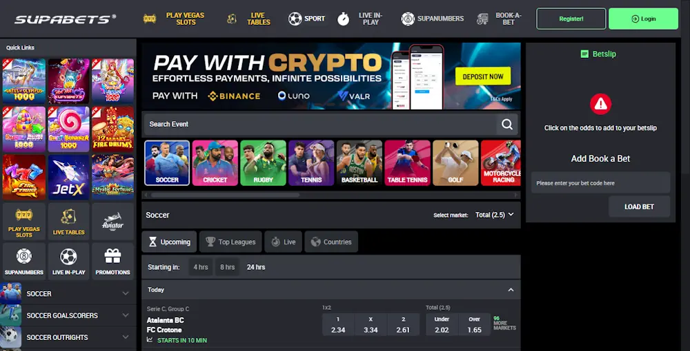 Supabets online betting Screenshot