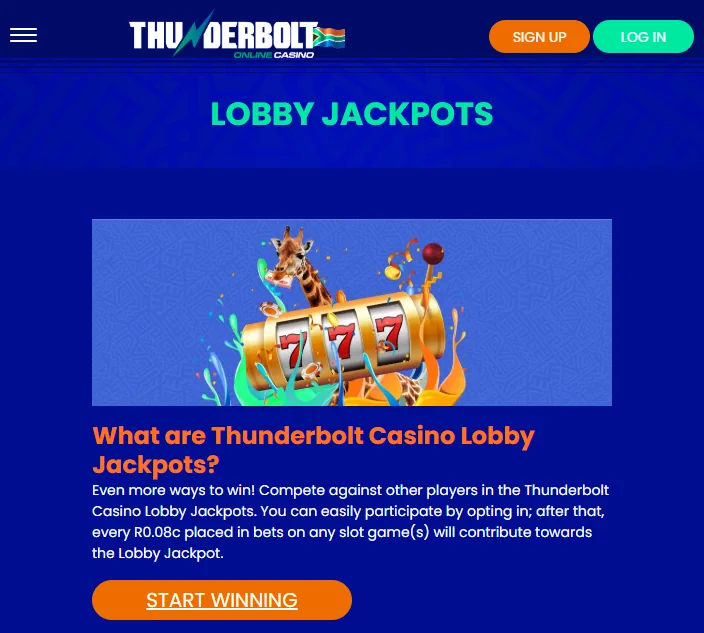 Thunderbolt progressive-jackpots Lobby Jackpot Screenshot