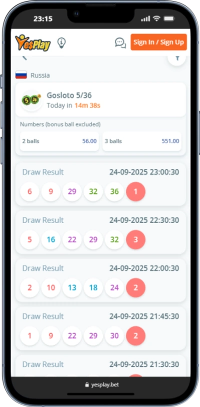 Yesplay russia-gosloto Screenshot