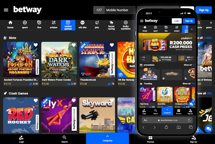 Betway Casino Games Screenshot