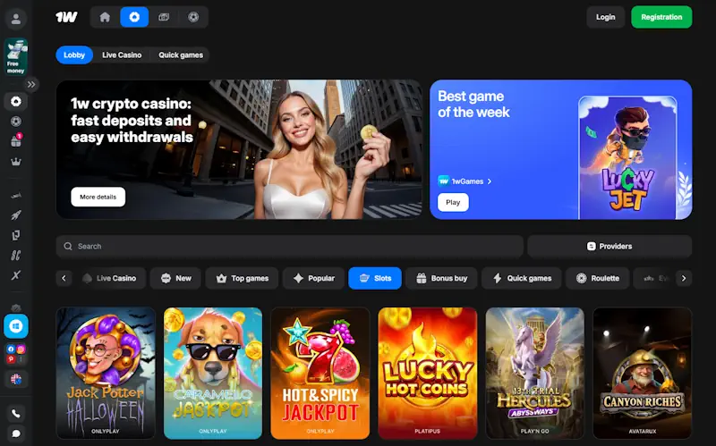 1Win Casino Games Screenshot