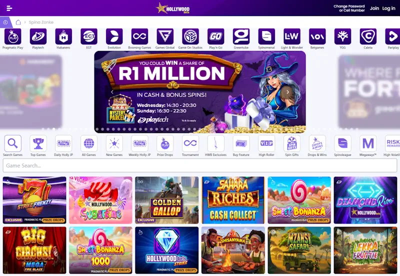 Hollywoodbets Casino Games Screenshot
