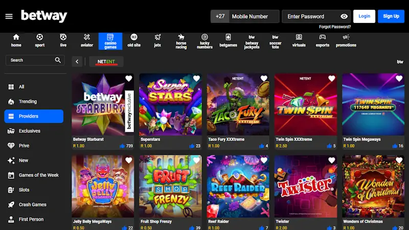 Betway NetEnt Games Screenshot