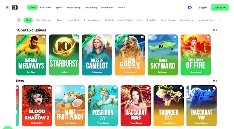 10bet Slots Screenshot