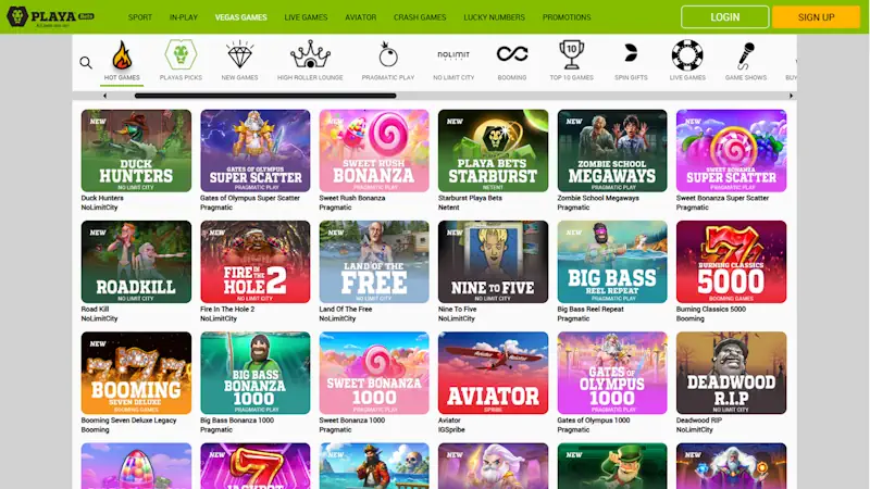 Playabets Casino Games Screenshot