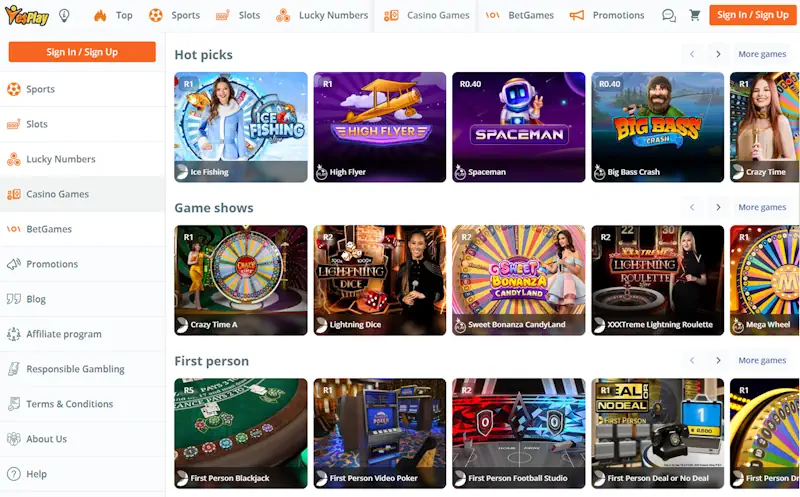 Yesplay Games Screenshot