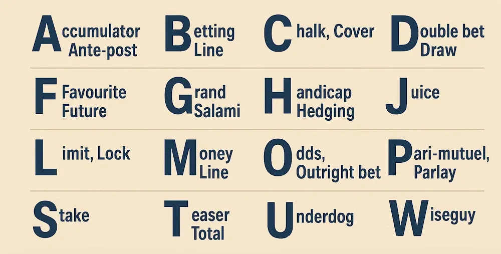 sports betting terminology alphabet Banner