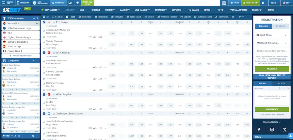 1xBet tennis Screenshot