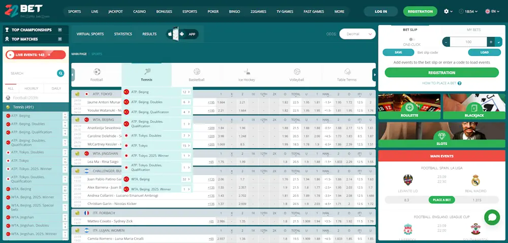 22bet tennis Screenshot