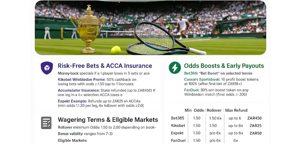 Tennis Wimbledon Bonuses & Promotions for Wimbledon Tennis Fans Infographic