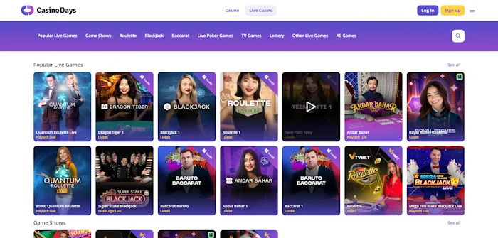 CasinoDays vip Casino Screenshot