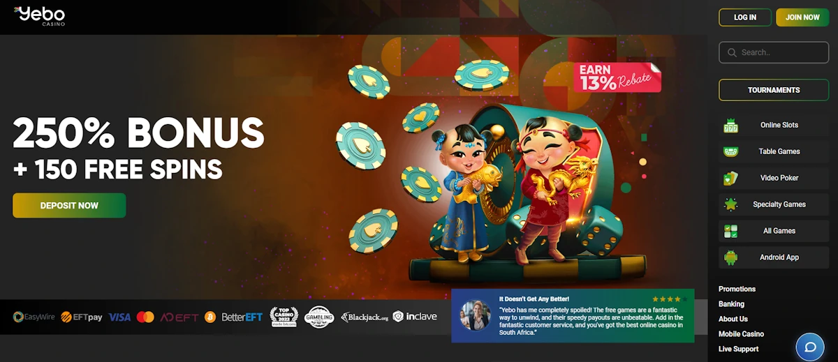 Yebo Casino Screenshot