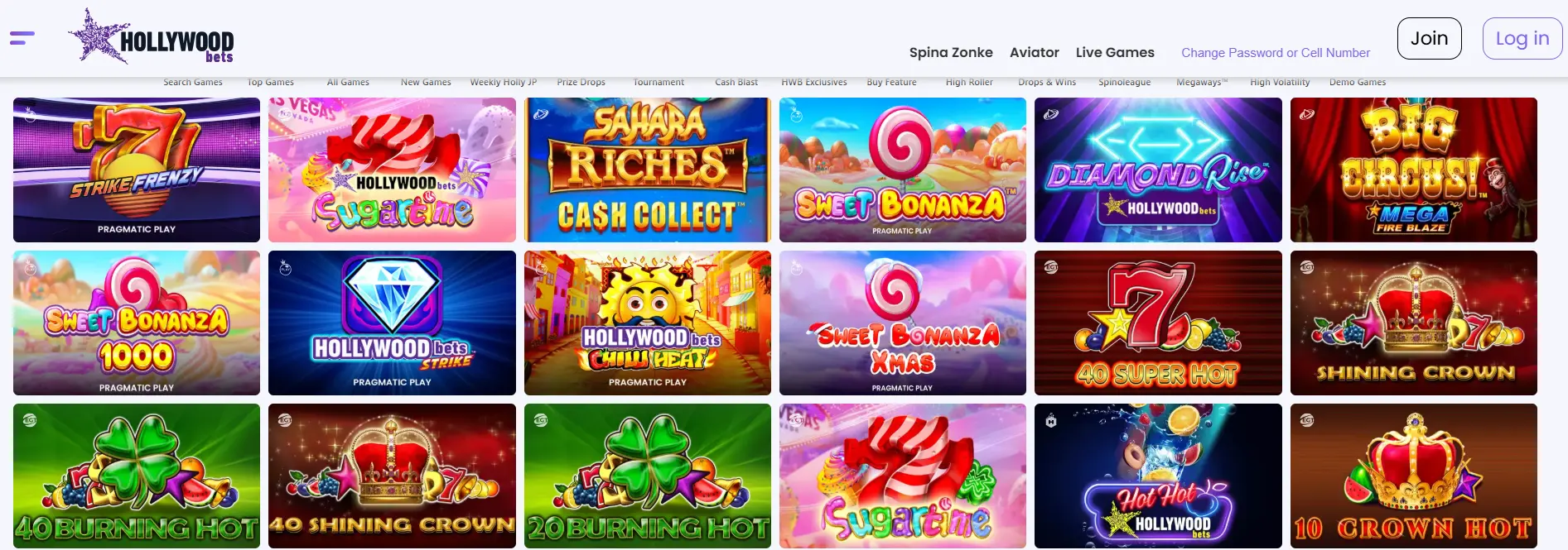 Hollywoodbets Games Page