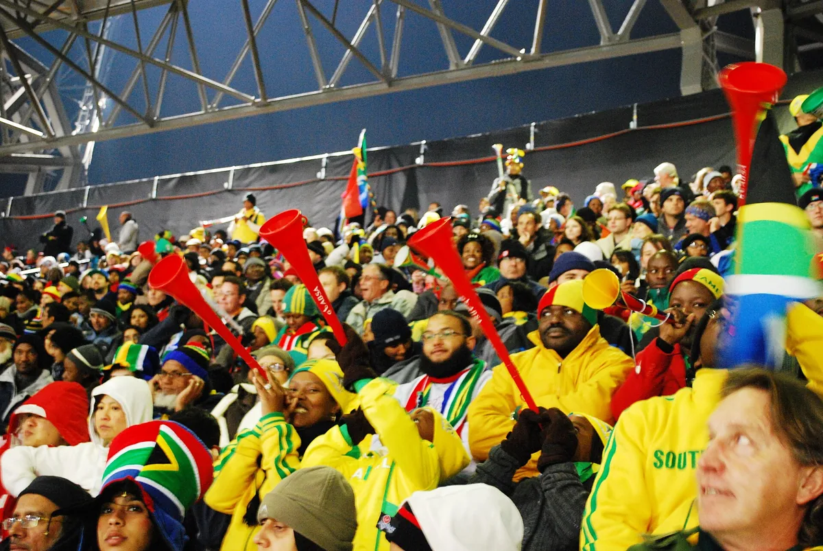 South African fans cheering at Loftus Versfeld Stadium in Pretoria