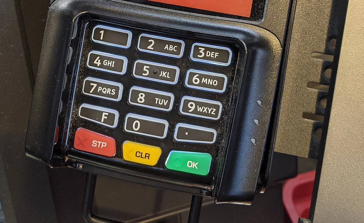 Keypad of a card payment terminal at a shop checkout