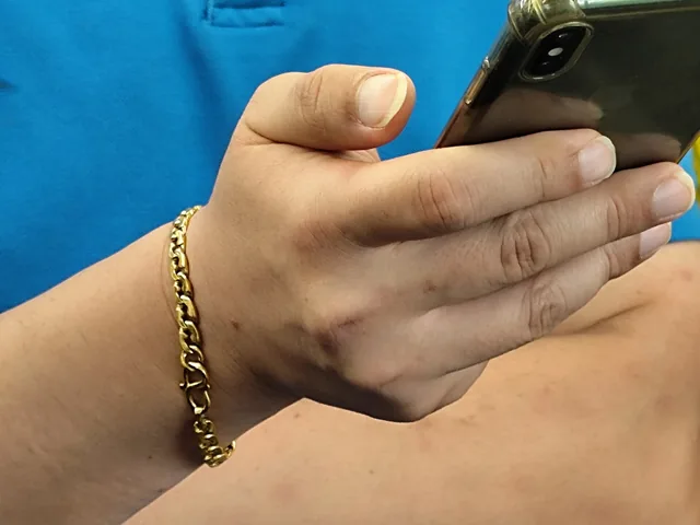 Hands holding a smartphone